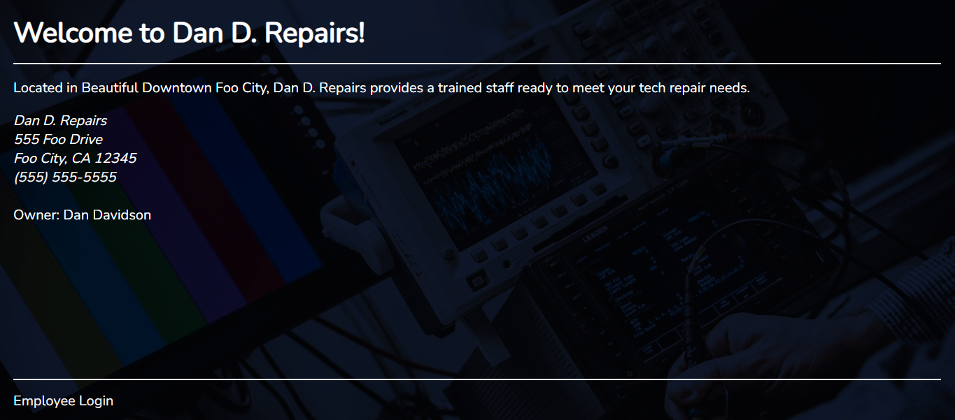 Repair Shop Home Page